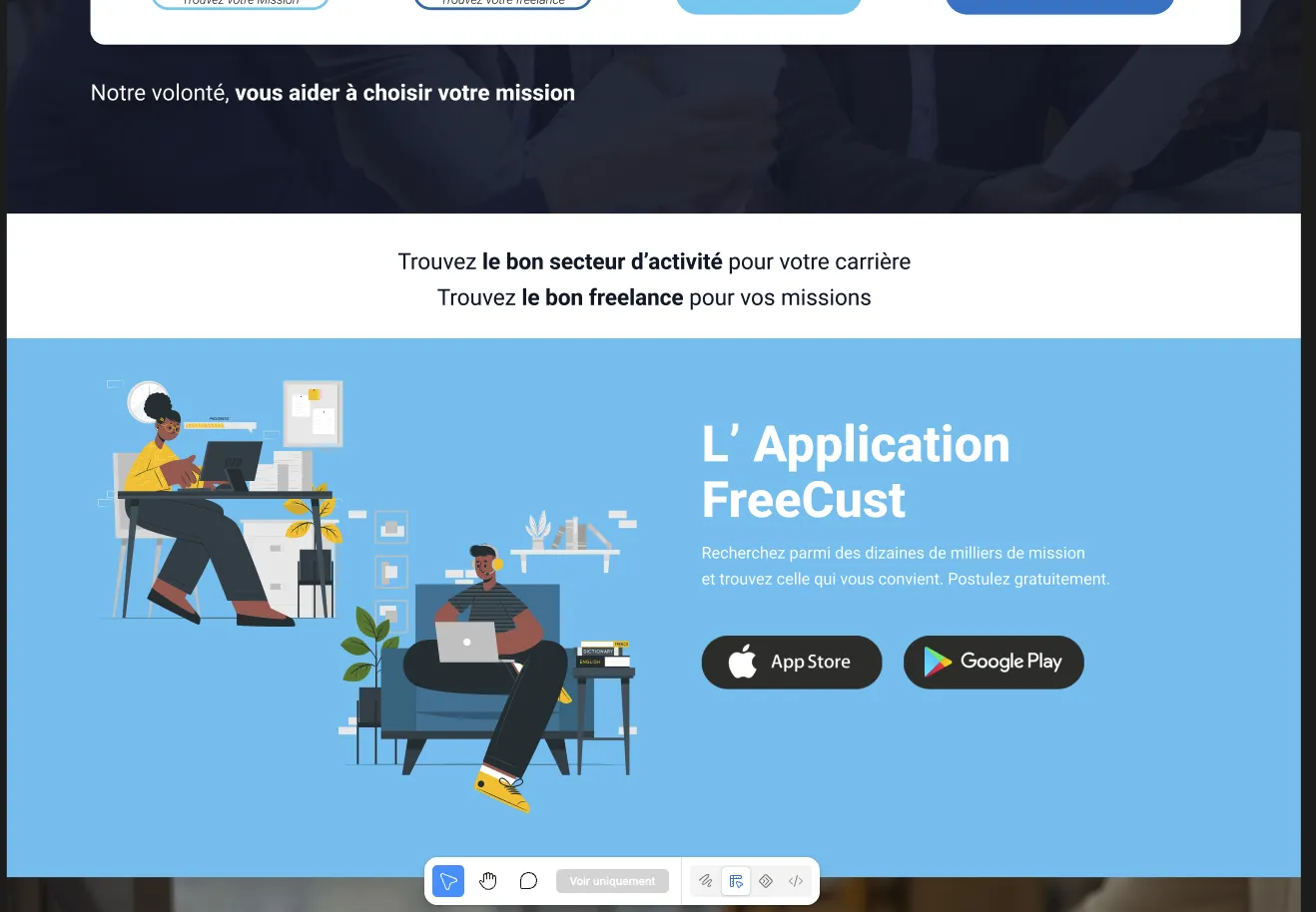 Deux freelances travaillant à leur bureau et sur un ordinateur portable