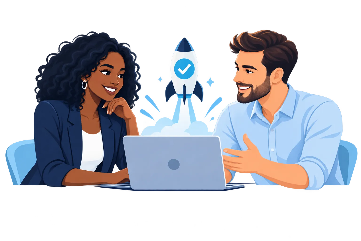 Un client et une freelance démarrent leur collaboration